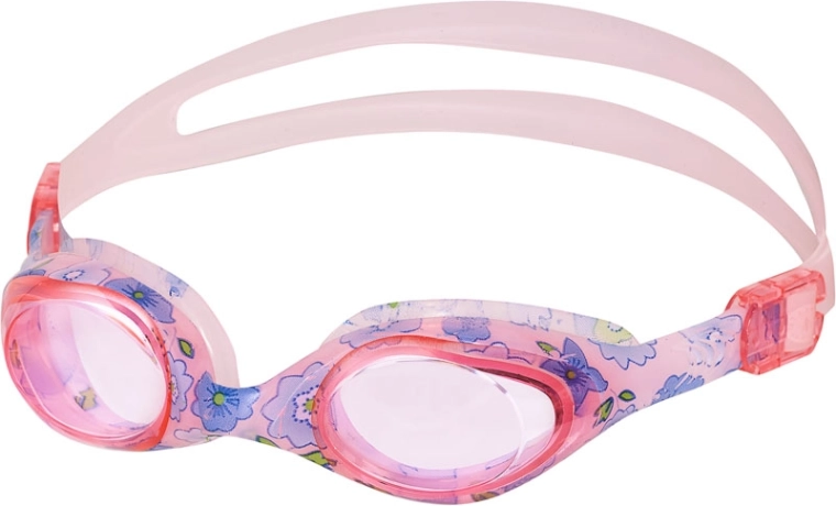 Kids’ swimming goggles pink with floral pattern