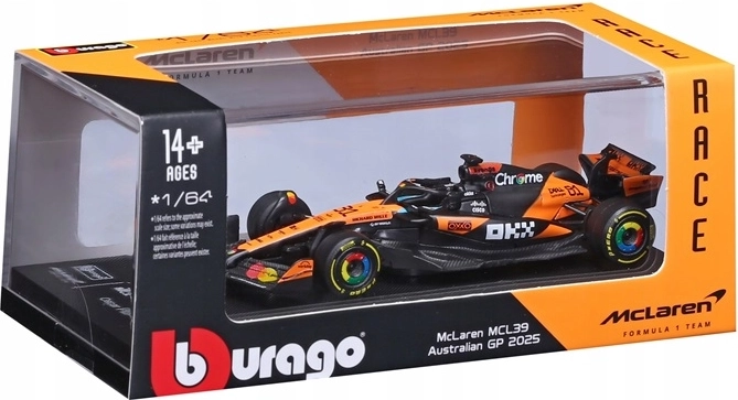 BBU collectible model of the McLaren MCL39 Formula car 1:64 with driver Oscar Piastri