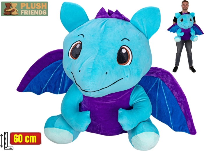 Plush Friends plavi plišani zmaj 60 cm (sjedeći)