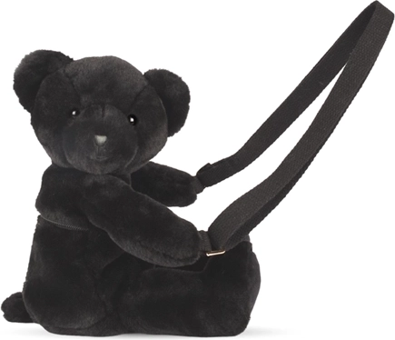 Doudou plišana torbica preko ramena medvjedić, crna 30 cm