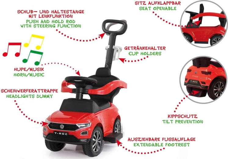 Jamara Volkswagen T-Roc 3-in-1 ride-on car red