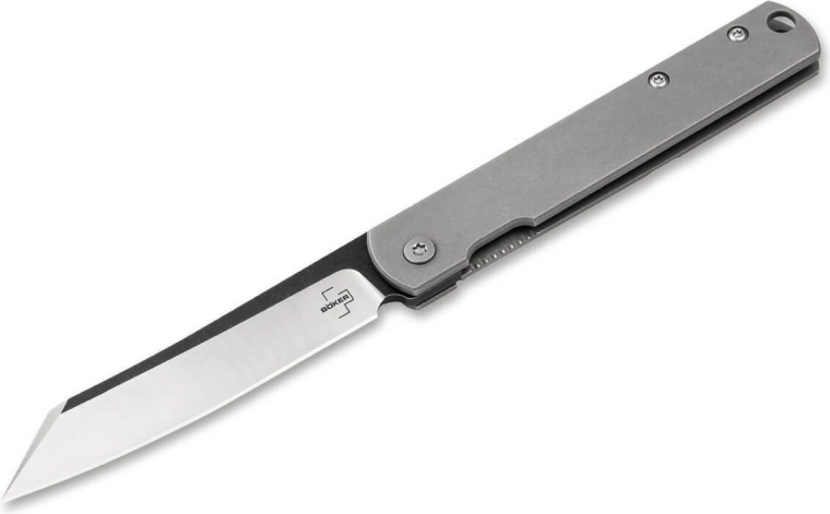 Böker Plus Zenshin sklopivi džepni nož 7,5 cm Stonewash od nehrđajućeg čelika sa kopčom