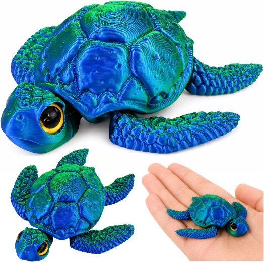 3D figurica morske kornjače s pomičnim perajama i glavom, plavo-zelena 8 cm