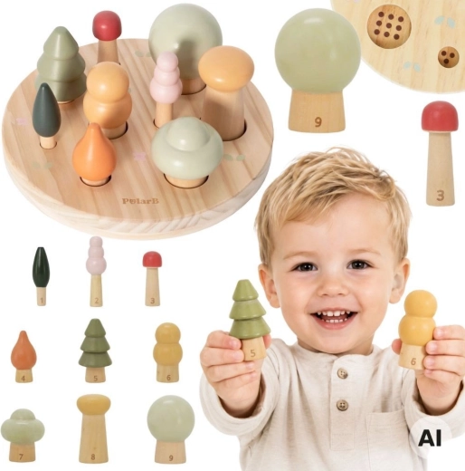 Viga PolarB wooden shape sorter Forest Trees – counting 1–9