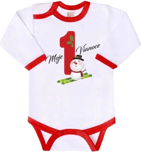 Dječje bodi s printom Moje prve Božićne NEW BABY, dugi rukav, vel. 74 (6–9 mjeseci)
