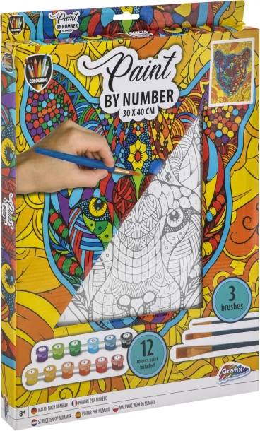 Grafix slikanje po brojevima – tigar, platno na okviru 30 × 40 cm