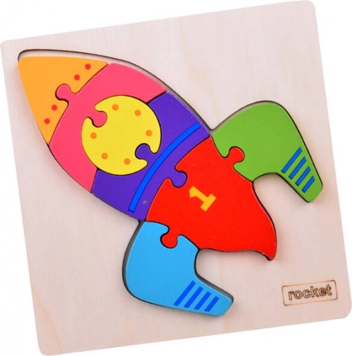 Drvene puzzle raketa Montessori – edukativna umetaljka za djecu