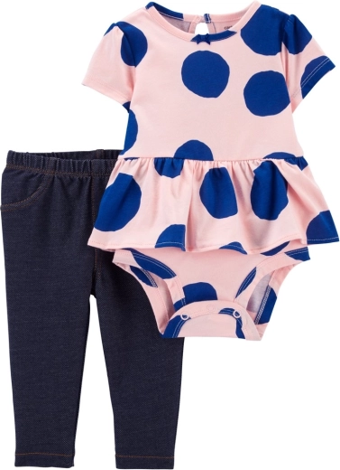 Carter's 2-dijelni set za bebu – body kratkih rukava i tajice PinkBlue Dots, veličina 56