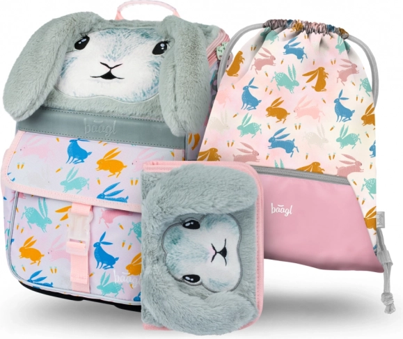 Školski set BAAGL Zippy Bunny – aktovka, pernica i vrećica