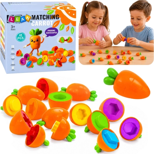 Edukativni sorter mrkvica – uparivanje oblika i boja (12 kom)