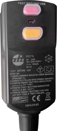 Safe use thanks to the RCD residual current device