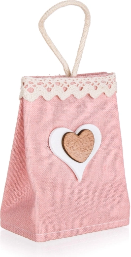 Poklon-vrećica od pamuka sa srcem, svijetloružičasta 7 × 12 × 4 cm