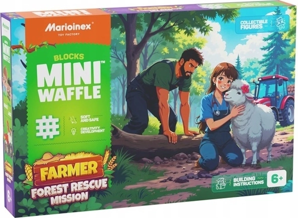 Marioinex Mini Waffle građevinski set – farmerska šumska spasilačka misija, 100 dijelova