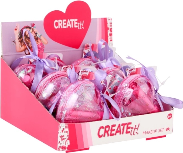 Srcoliki etui sa šljokicama i vrpcom