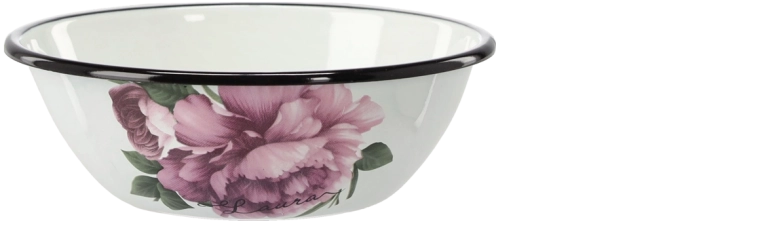 Emajlirana zdjela Laura s motivom bijele božura 0,6 l, promjer 16,5 cm