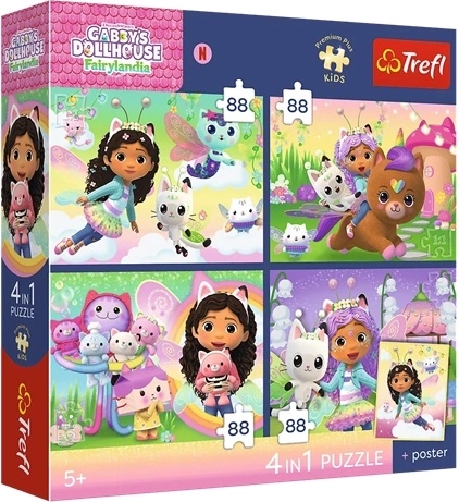 Trefl puzzle za djecu 4×88 Mačje nepodopštine – Gabbyjin mačji dom