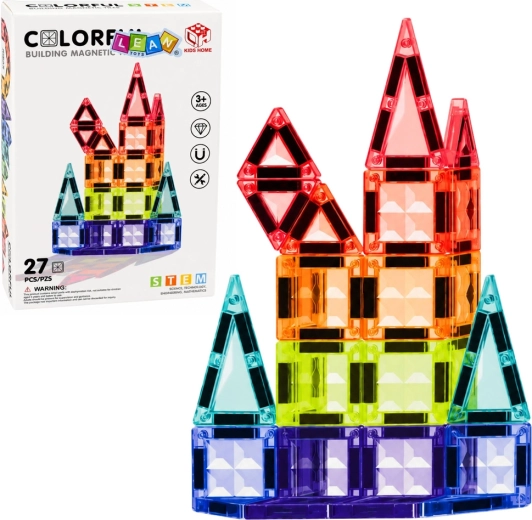 Magnetic building set – colorful 3D magnetic panels STEM 27 pieces