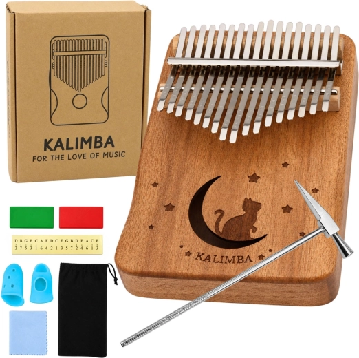 Kalimba sa 17 tipki – drveno palčano klavirče s priborom