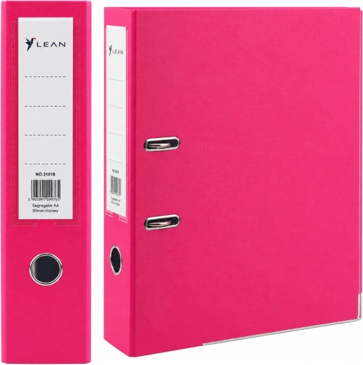 Pink lever-arch file for A4 documents, spine 80 mm
