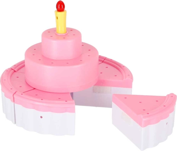 Cutting the hook-and-loop cake like the real thing