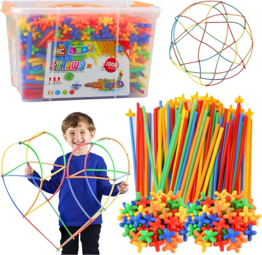 Konstrukcijski komplet slamki STRAWS, 1000 dijelova u koferu