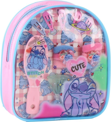 Dječji set dodataka za kosu STITCH u prozirnom ruksaku