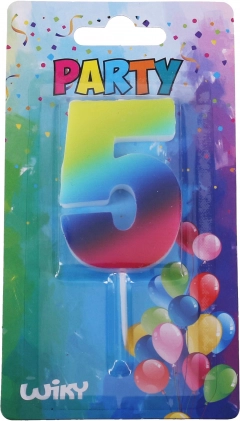 Zabavna svjećica broj 5 u duginim bojama