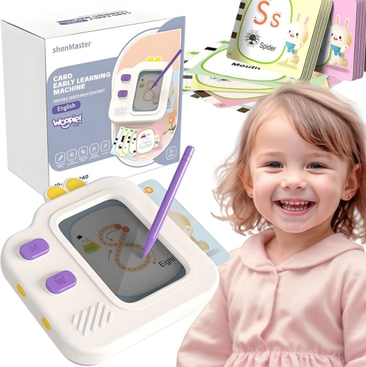 Woopie dječji LCD piši-briši i čitač obrazovnih kartica 2u1, 120 kartica
