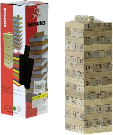 Drvena toranj-igra s numeriranim blokovima