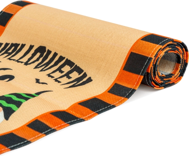 Halloween table runner with gnomes 184 × 33 cm