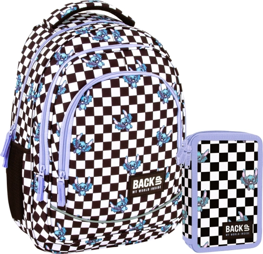 BackUP school set Chessboard Fuzz 2-in-1 – backpack and filled pencil case