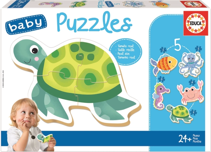 Educa baby puzzle vodene životinje 5u1 (3–5 dijelova)