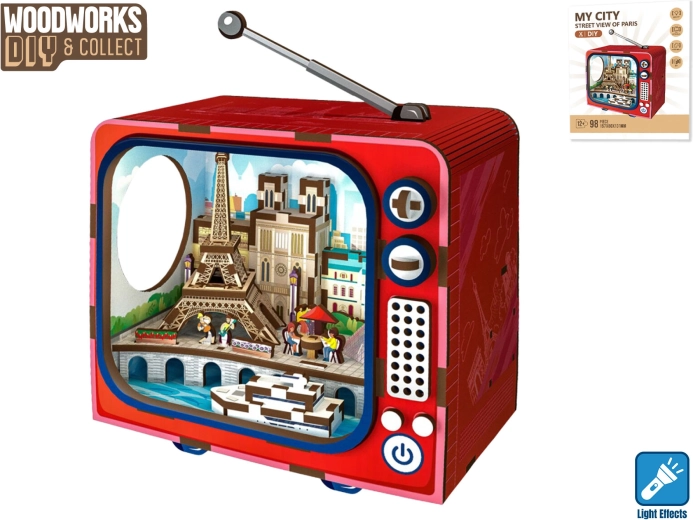 Drveni građevinski set Pariz sa svjetlom Woodworks