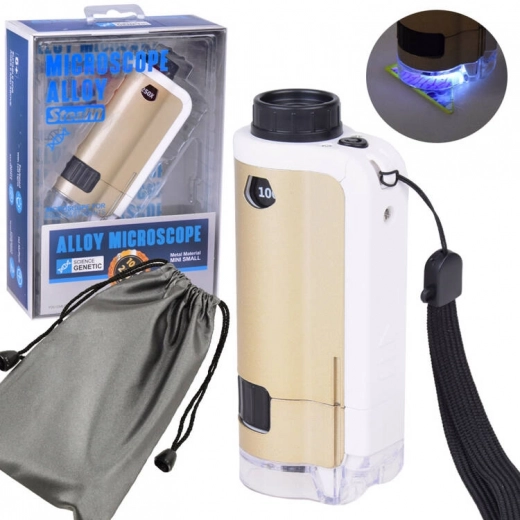Džepni metalni mikroskop za djecu 100x–250x s LED-om