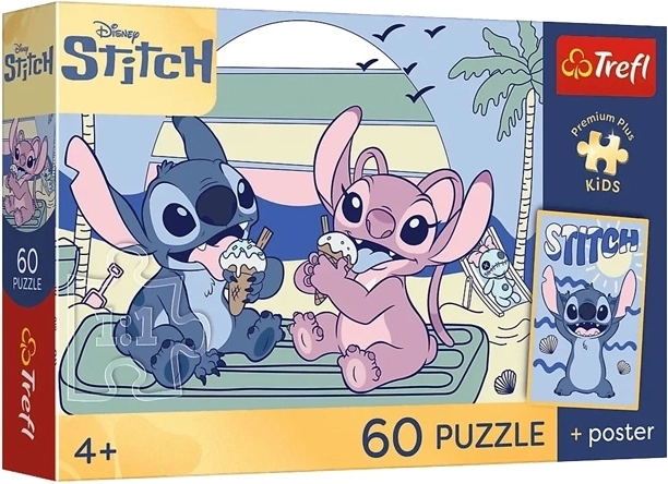 Puzzle Premium Plus Kids zabava sa Stitchom 60 dijelova