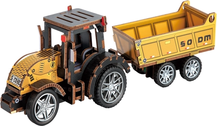 2Kids Toys 3D drvena slagalica traktor s prikolicom