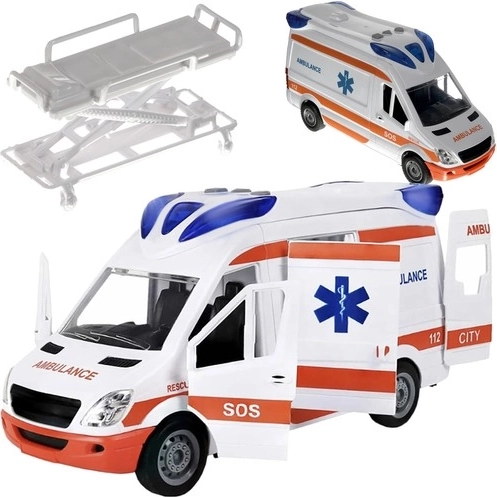 Vatrogasna spasilačka ambulanta sa svjetlima i zvukovima, otvarajućim vratima i nosilima