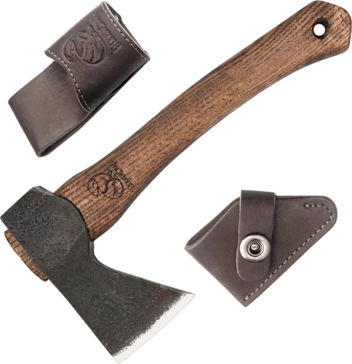 BeaverCraft AX1 kompaktna bushcraft sjekira s kožnim futrolom