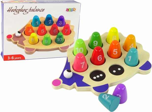 Drveni ježić – edukativna igračka s 10 šarenih klinova