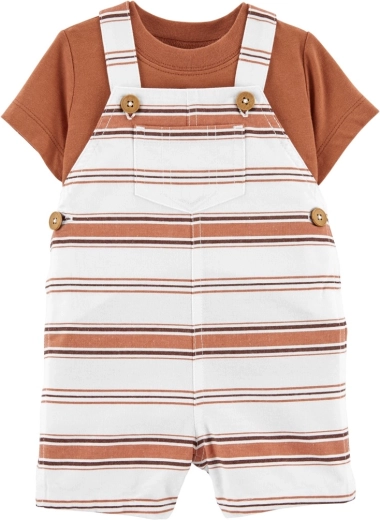 Carter’s 2-dijelni set za bebu: majica kratkih rukava i kratke hlače s tregerima smeđe pruge