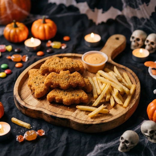 Halloween wooden pumpkin-shaped serving tray