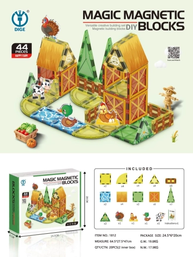Magnetic Farm Construction Set, 44 Pieces