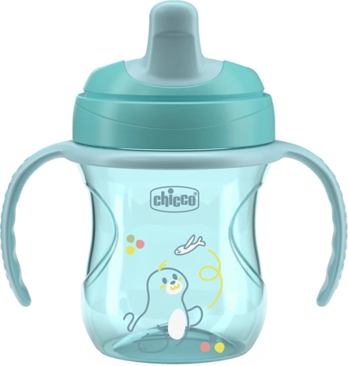 Chicco trening šalica s ručkama teal 200 ml, 6 mj+