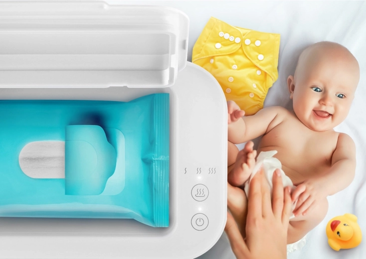 Warm and moist wipes ready to use