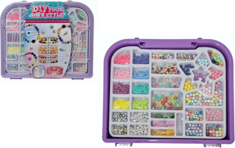 Creative bead set for making jewelry in a case