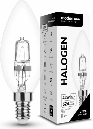 Modee halogena žarulja Candle C35 42 W E14, 624 lm, toplo bijela