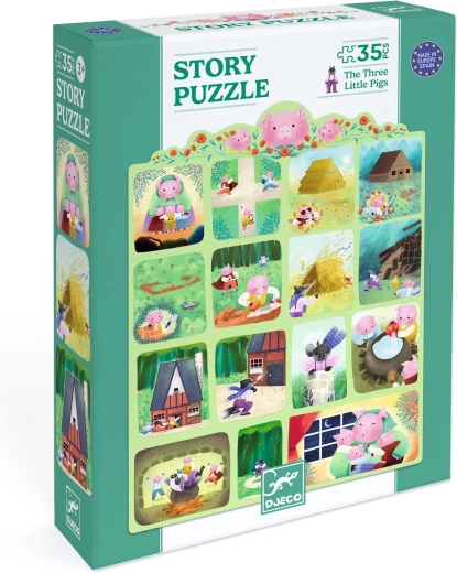 Djeco The Three Little Pigs Story Puzzle, 35 Pieces