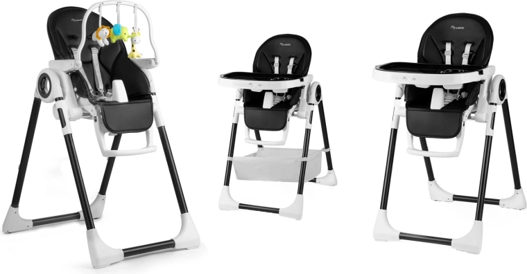 Grows with your child: height, backrest recline and tray