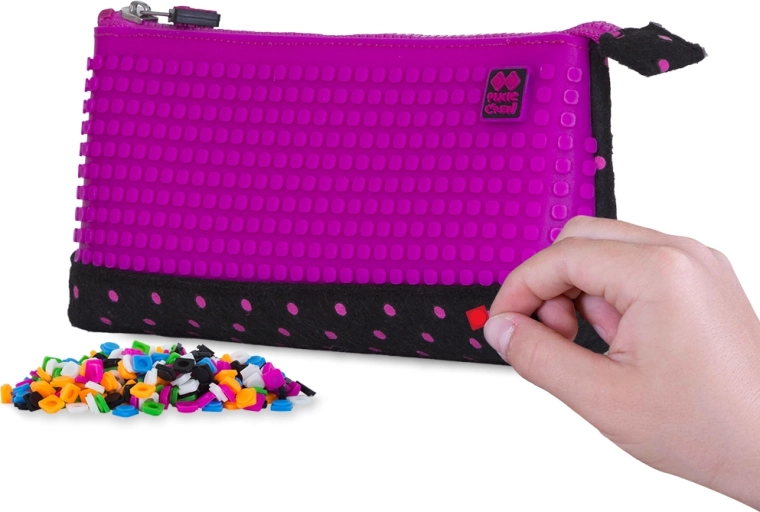 Pixie Crew velika pernica crna s fuksija točkicom