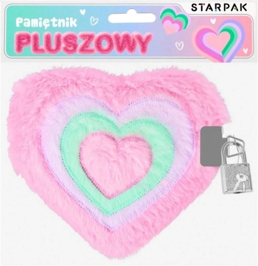 Plush heart-shaped diary with lock
